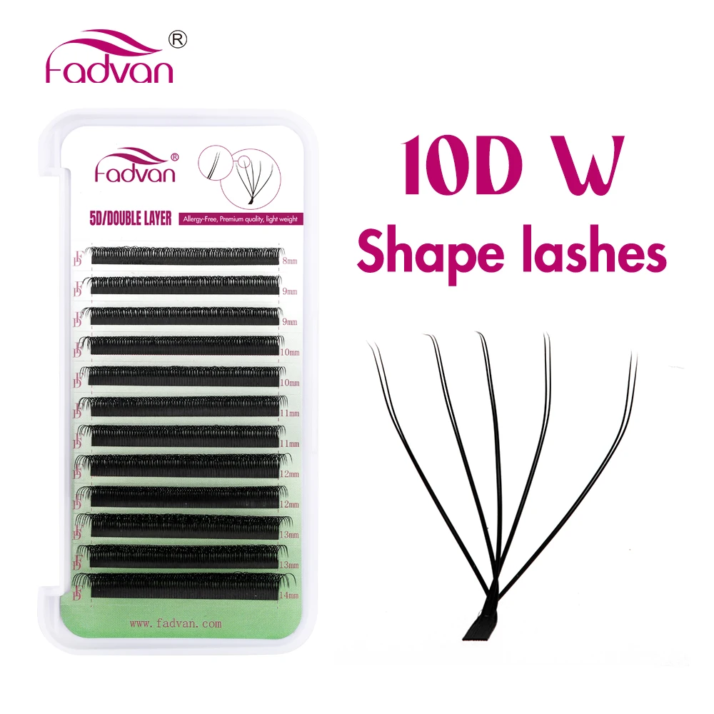 Fadvan 10D W Shape Lashes Extension Dense Double Layer 5D W Eyelashes Premade Fans False Lash