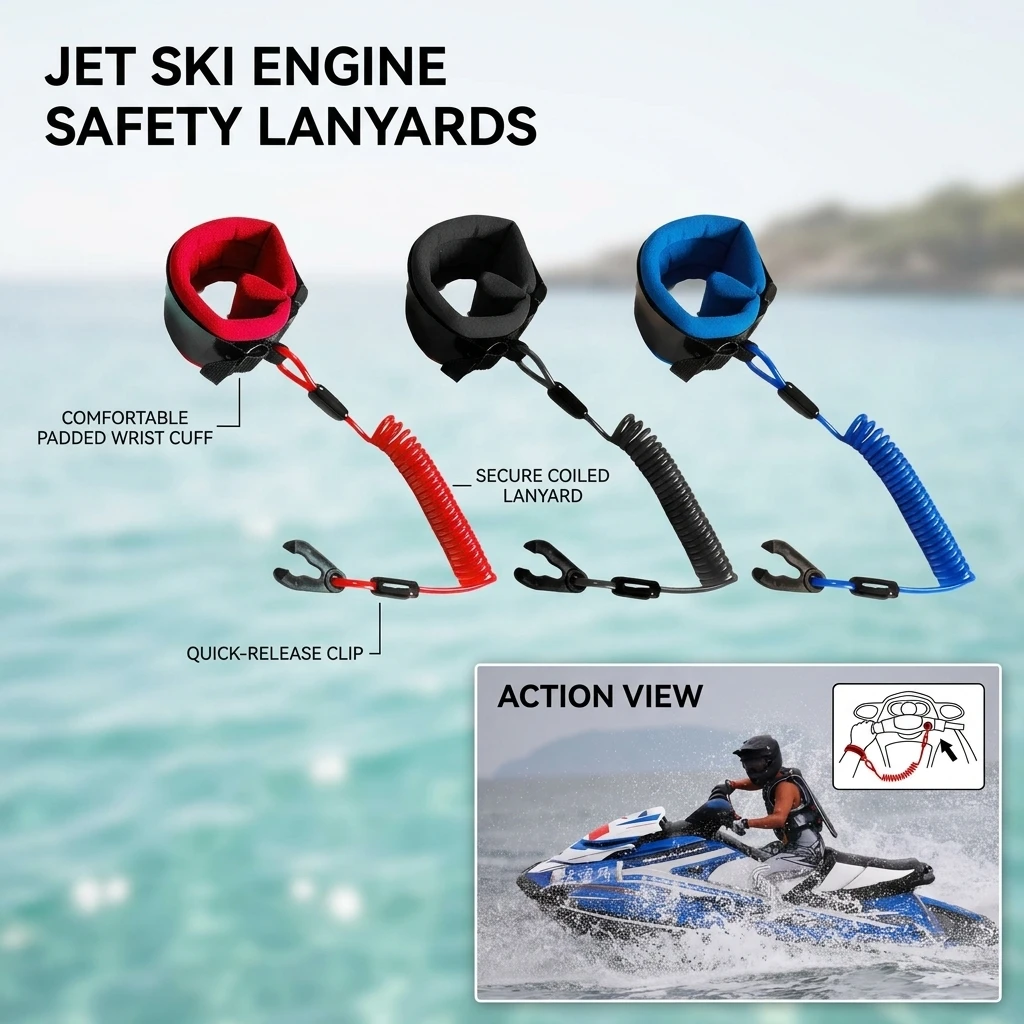 3-Colors Motorboat Engine Emergency Stop Key Floating Wrist Lanyard Safety Cord Rope for Yamaha Jet Ski Wave Runner