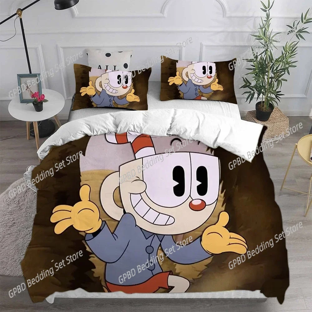 

New Home Textiles Cartoon Cuphead Comfortable Duvet Quilt Cover Pillowcase Bedding Set Children Bedroom Decoration Home Textile