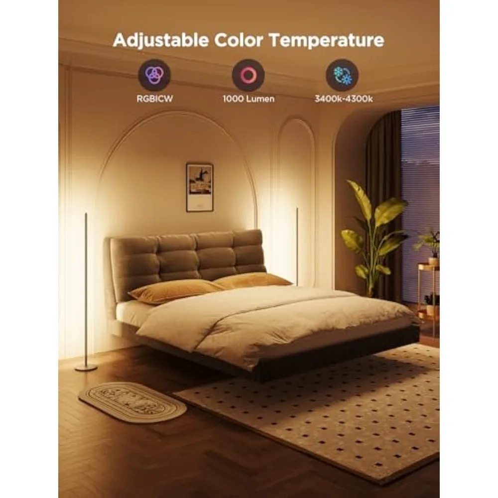 RGBIC Floor Lamp 2-Pack, LED Lamp Compatible with Alexa, Smart Standing Lamp with Voice Control