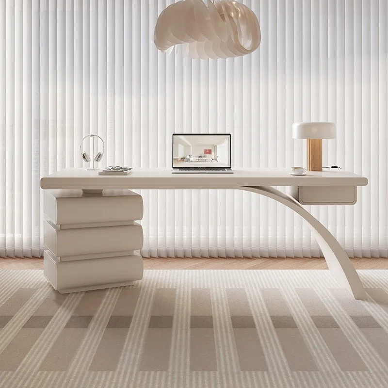 

Cream style desk, small apartment, home French light luxury, modern simple, women's solid wood, Internet celebrity desk, desk