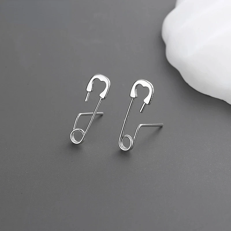 Silver Color Irregular Pin Earrings for Men and Women Couples Personality Paper Clip Earring Gothic Jewelry Gifts