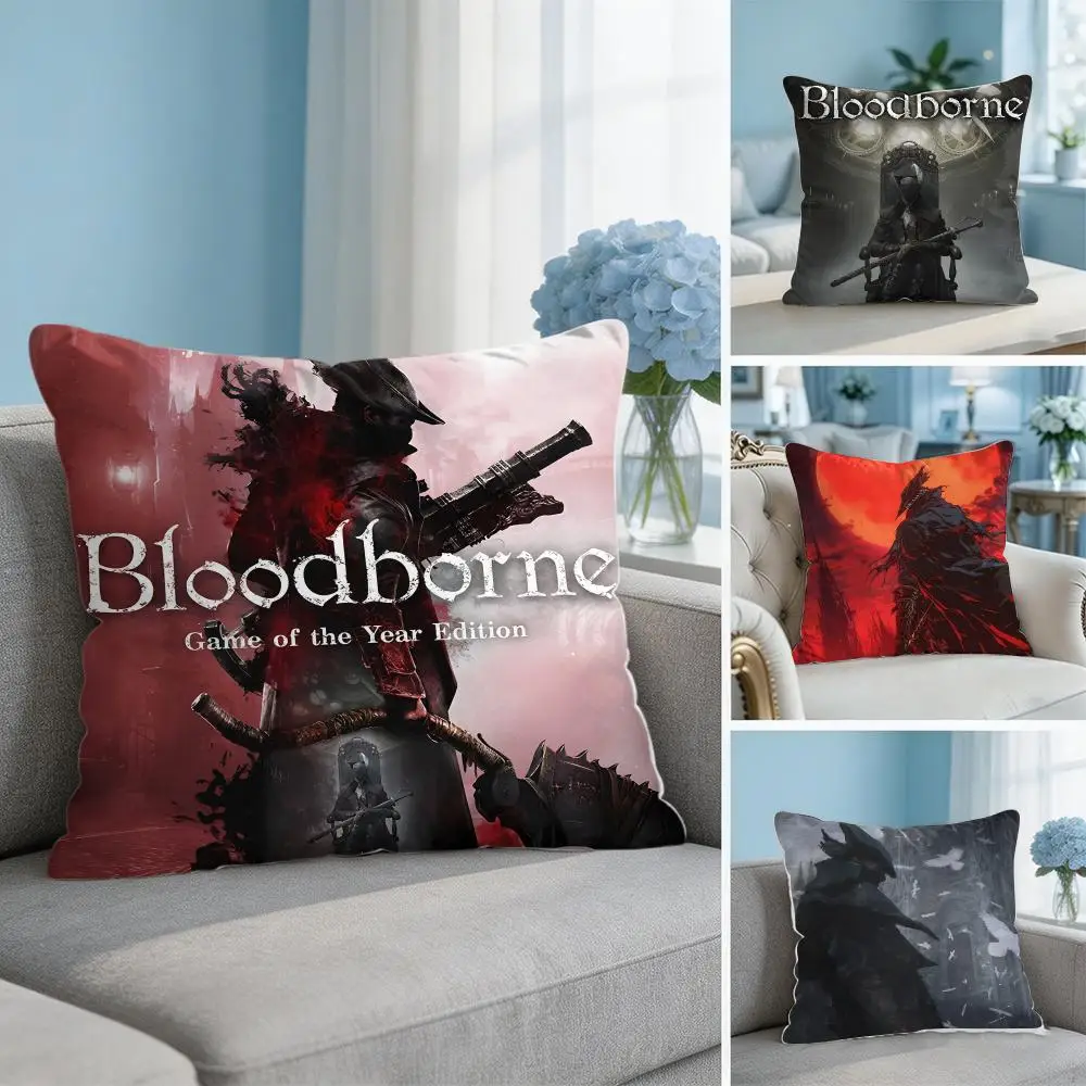 video Game B-Bloodborne Cushion Cover Soft Short Plush Throw Pillow Cover Hidden Zipper Cutecore Sofa Bedroom Home Decor