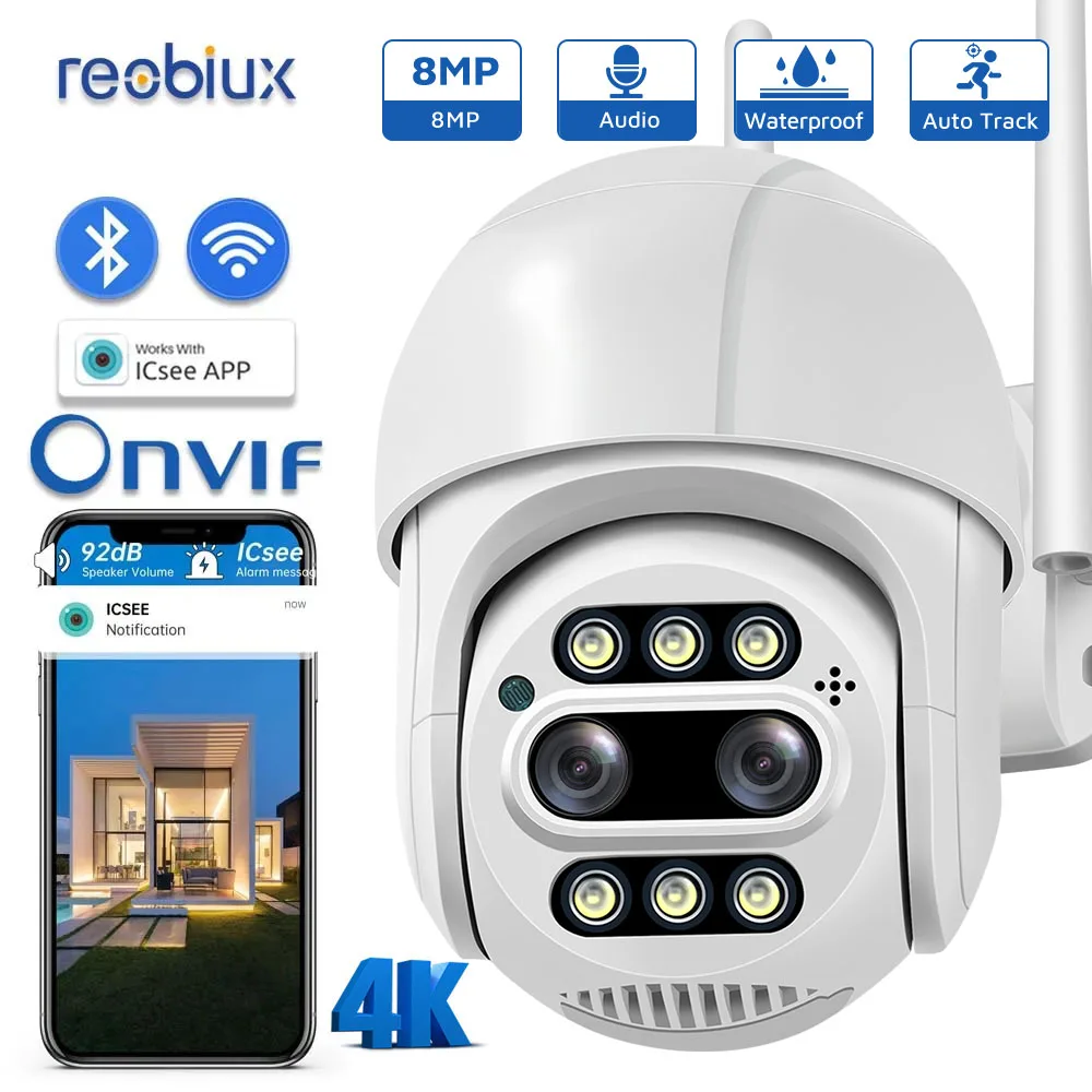 

8MP 4K PTZ IP Camera Dual Lens 8X Zoom Outdoor Wireless AI Human Detect CCTV Wifi Video Survalance Cameras 4MP Security ICSEE