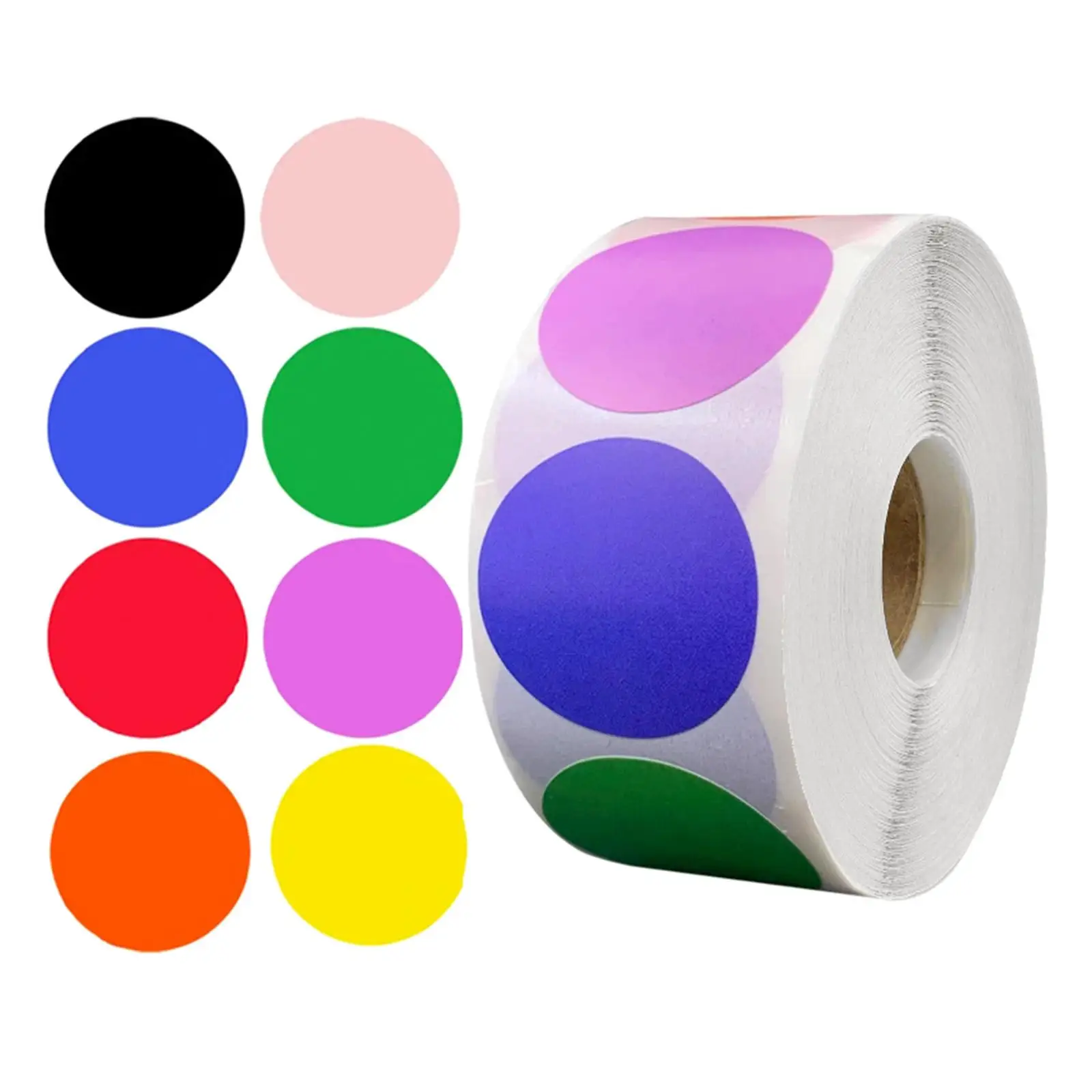 Color Sticker Labels on (Assorted Colors, 1 INCH 500 Stickers)
