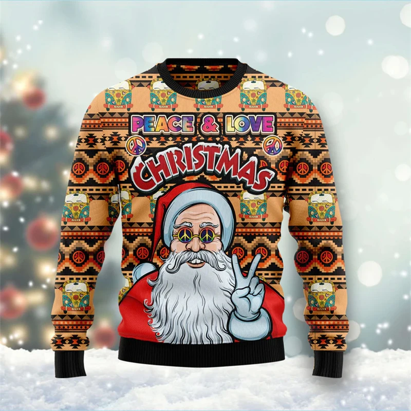 

Santa Claus Pattern Ugly Christmas Sweater Men Fashion 3D Printed Hoodies Hot Sale New Year Holiday Merry Christmas Sweatshirt