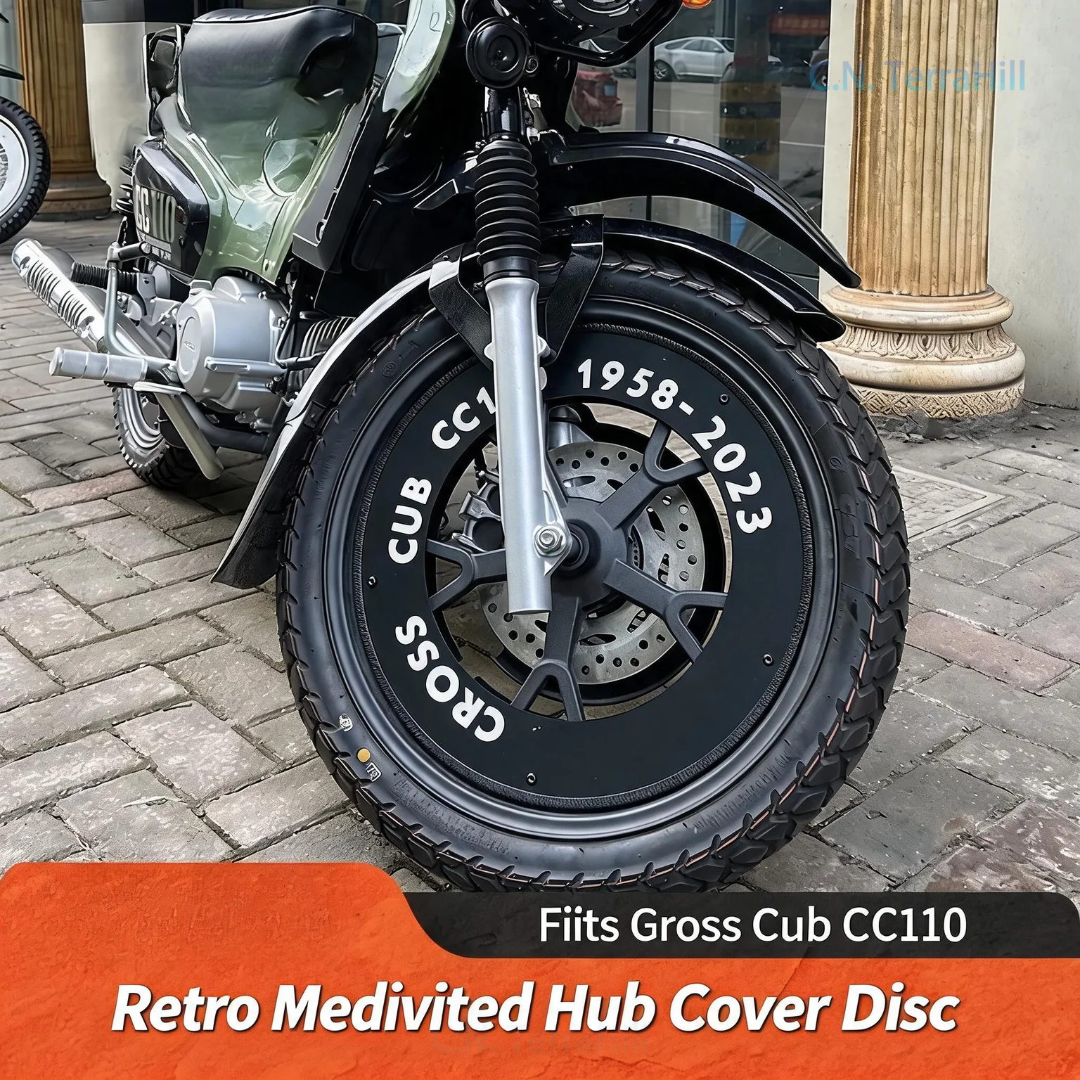 Retro Wheel Hub Cover Closed Disc Steel Rim for Honda C70 C110 CC110 Motorcycle Modification