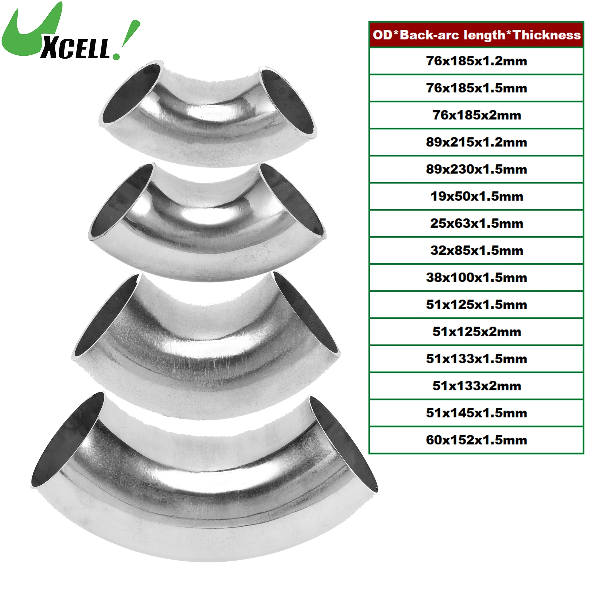 

UXCELL 19mm to 89mm 90 Degree Mandrel Bend Elbow Car Modified Exhaust Pipe Tubing Piping Welded Connection 1.2mm 1.5mm Thick
