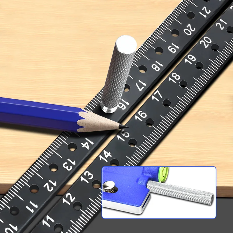 30 cm Präzisionsmarkierung rechtwinkliges Lineal 45/90 Grad Lochwinkellineal Industrielle Anreißer Markierungslehre Zeichnen Sie einen Kreis Holzbearbeitung – Detail 7