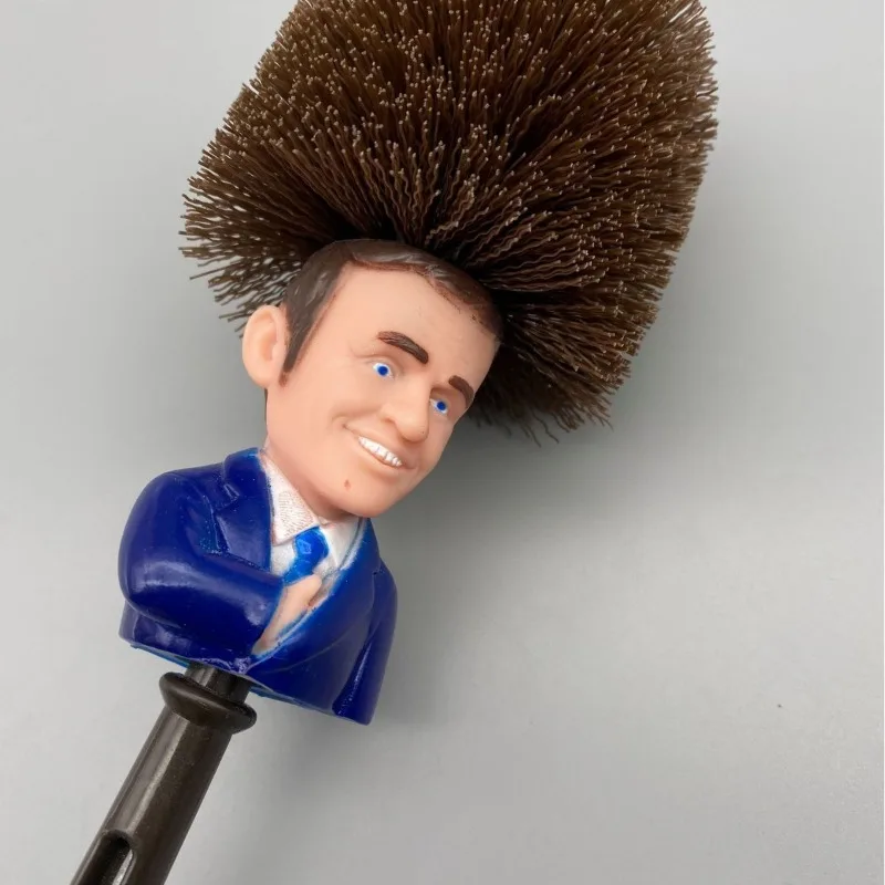 Creative Toilet Brush with Holder Funny President Doll Design Bathroom Decor Cleaning Tool Novelty Washroom Accessory Household - view 5