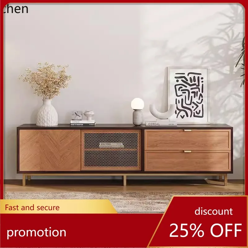 

CZ TV Cabinet Coffee Table Simple TV Cabinet Home Living Room Retro TV Cabinet Floor-standing Solid Wood