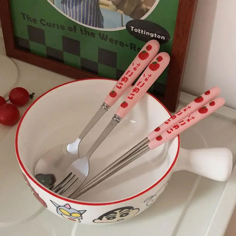 Creative Stainless Steel Tableware Sets Portable Cute Style High Beauty Spoon Fork Chopstick With Transparent Box Kitchen Gadget