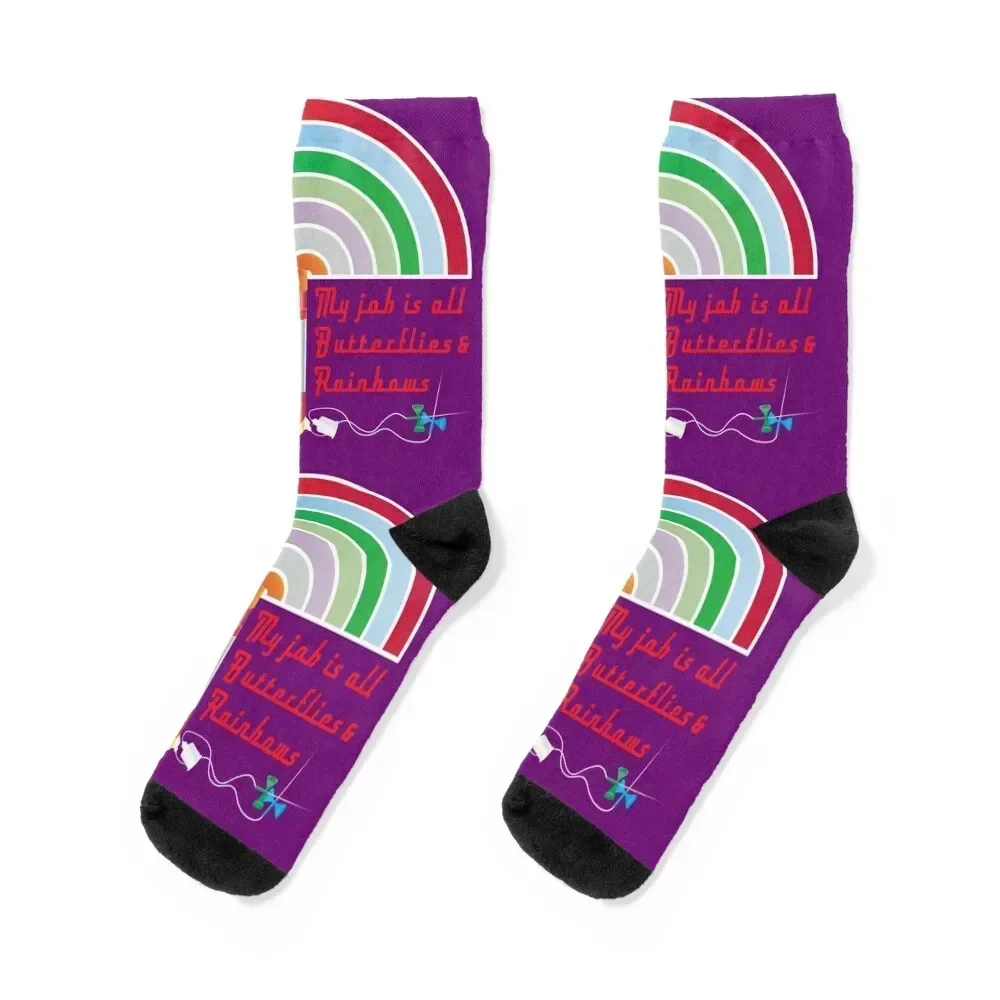 

Rainbows and butterflies Socks golf new in's happy funny sock Men Socks Women's