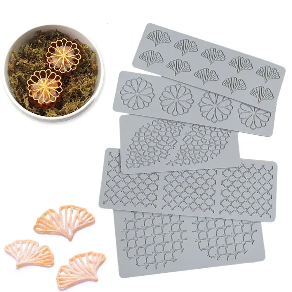 

Geometric Patterns Design Cake Lace Mold Dessert Leaf Fondant Lace Mat Flower Patterns DIY Craft Silicone Mould Baking Molds