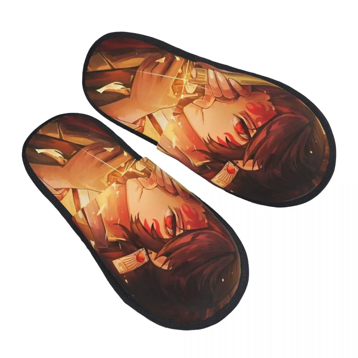 Yoriichi Home Cotton Slippers Non Slip Anime Demon Slayer Soft Household Fur Slides Slippers Living Room