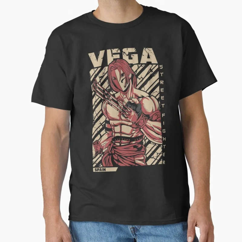 

Vega Street Fighter Vintage Fighting Video game Gift T shirt for man Large size Tops Retro Mixed martial arts Graphic Clothes