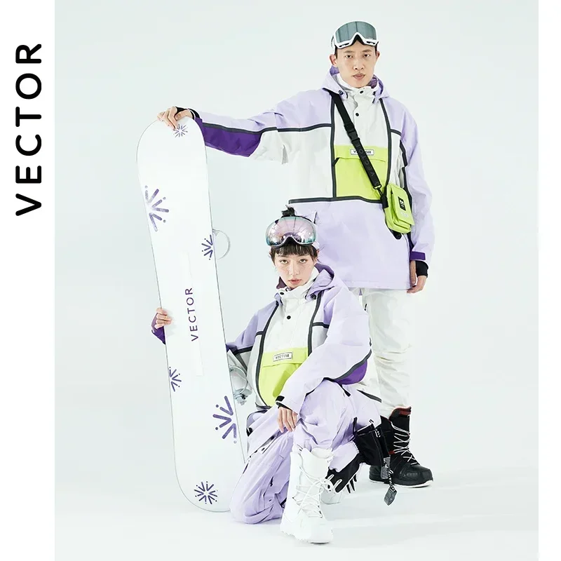 Vector roupa de esqui feminina, suéter com capuz, tendência reflexiva, roupa de esqui, calor espessada e à prova d'água, equipamento de esqui, terno feminino