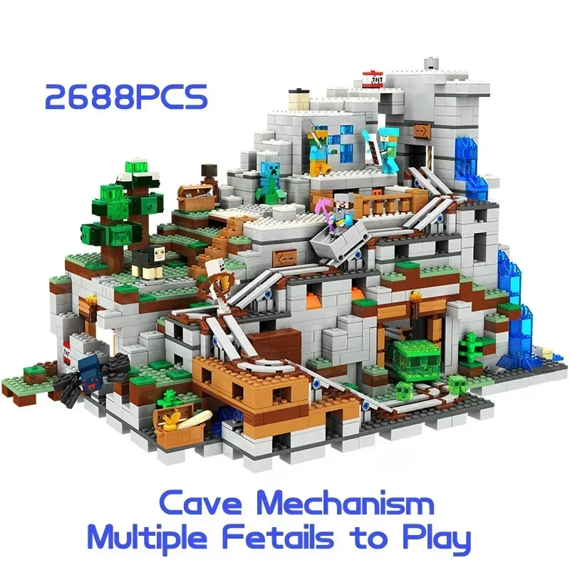 Il Mountain Cave Elevator Village Tree House Building Block con figure compatibili 21137 Set di mattoni Regali Giocattoli