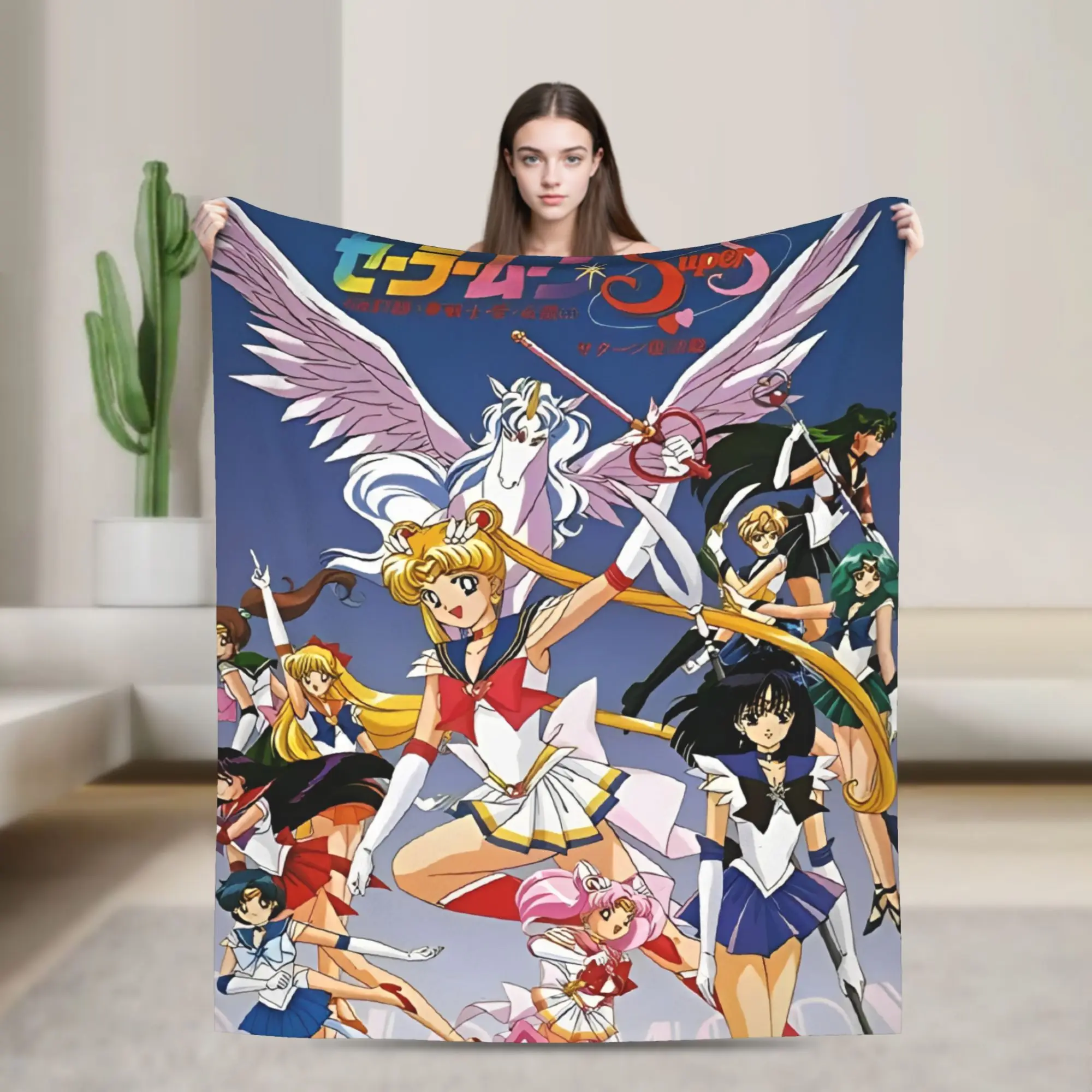 S-Sailor M-Moon Anime Blanket  Warm Funny Plush Throw Blanket For Bedroom Decorative Flannel Bedspread Bed Cover