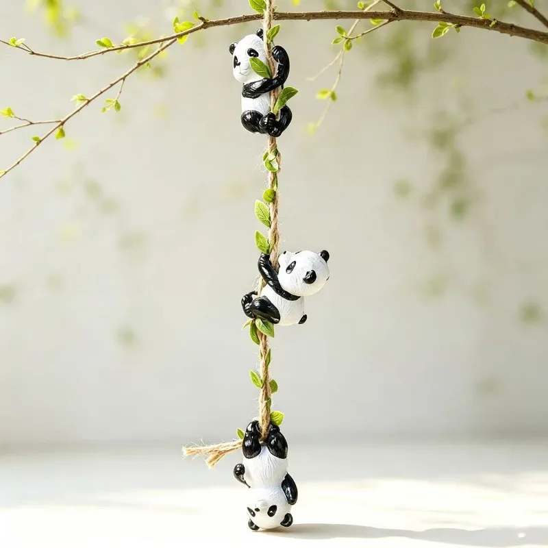 Cute Climbing‑animal Resin Ornament Panda Monkey Figurine Outdoor Yard Tree‑hanging Craft Decor Pendant Vivid Garden‑landscape