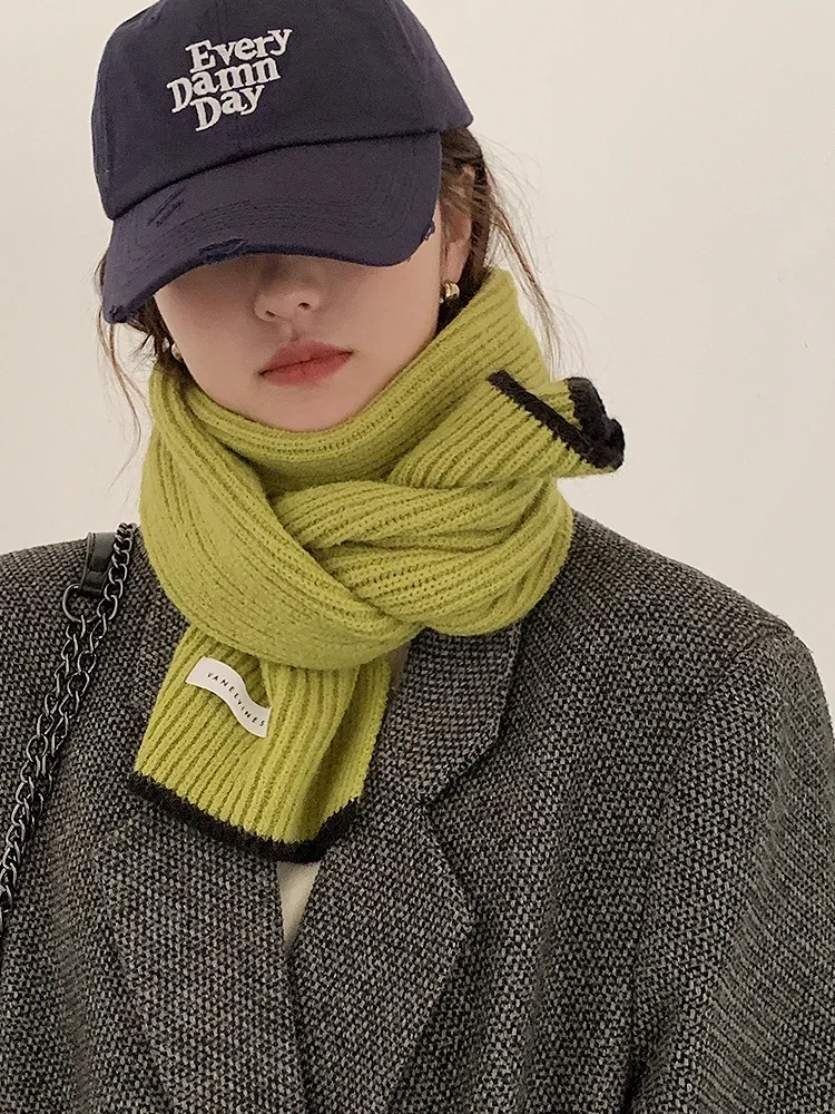 Pure Color Knitted Scarf  For  Women Girls Warm And Simple Blue Scarf For Women In Autumn And Winter Neck Scarf Scarfs Fashion