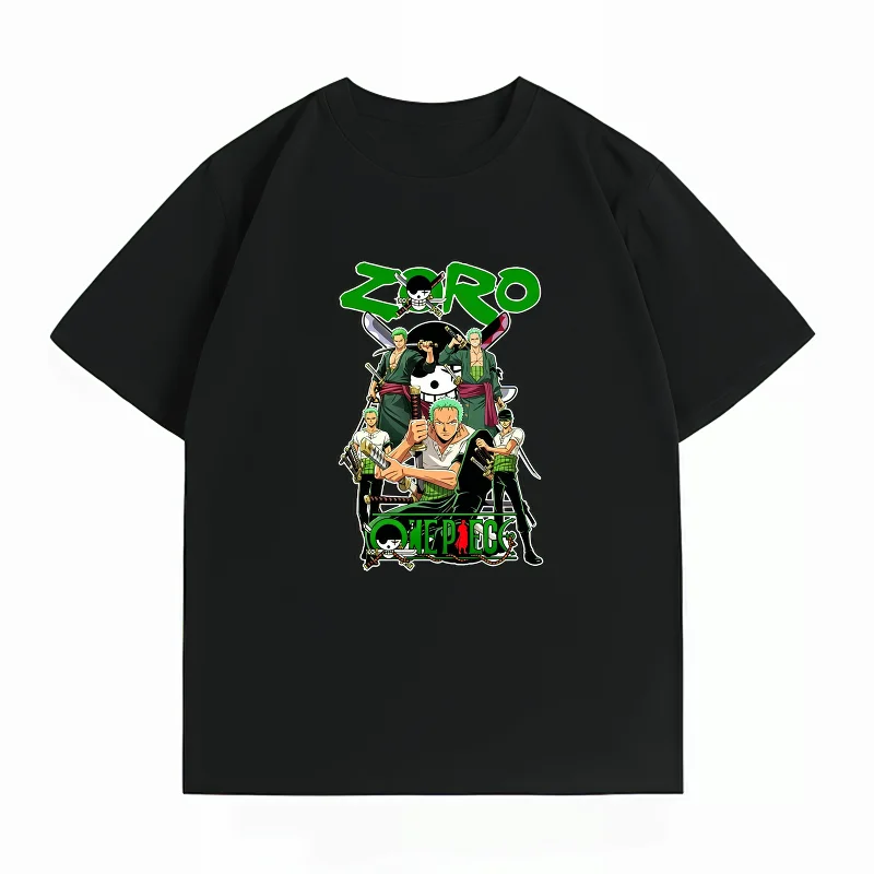 Men's Clothing New 100% Cotton Summer T-Shirt Bandai One Piece Men's T-Shirt Zoro Collection Print Casual Men's T-Shirt