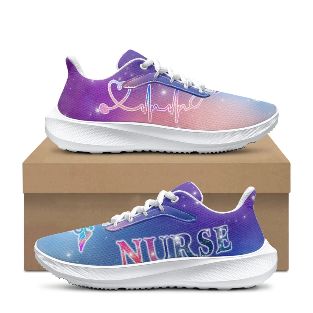 Luxury Galaxy Nurse Heartbeat Designer Casual Shoes Ladies Comfortable Non-slip Breathable Running Shoes Lace-Up Sneakers Female