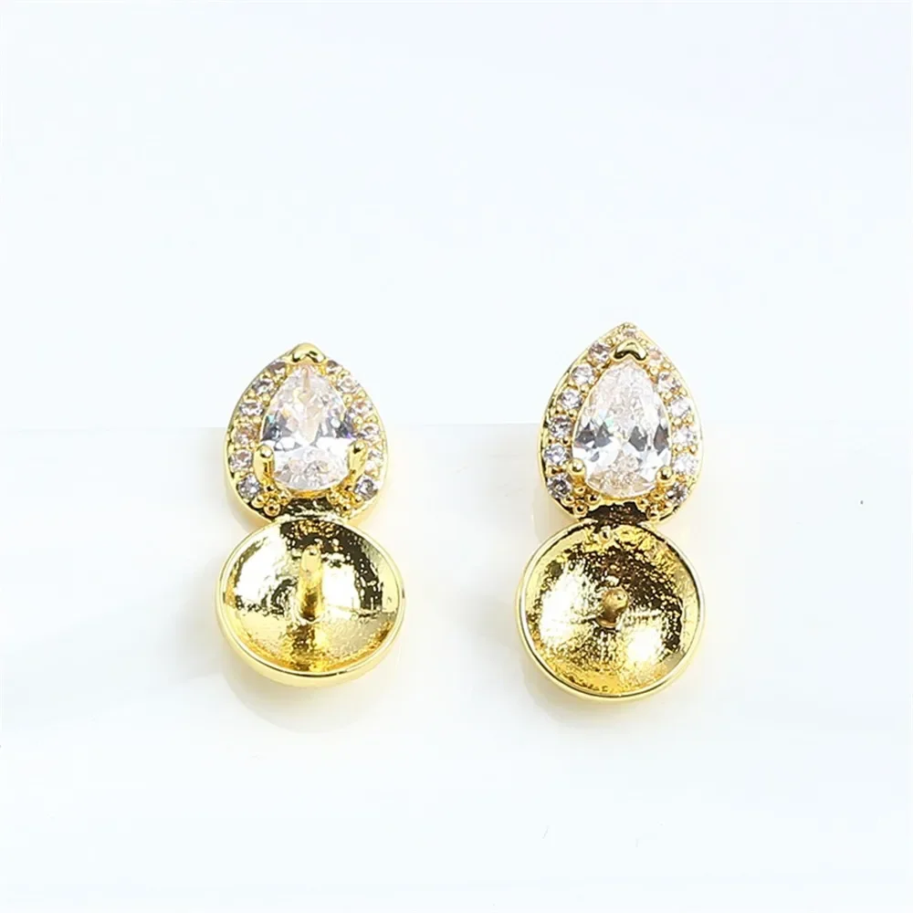 

Позолоченные серьги с жемчугом, принадлежности для изготовления ювелирных изделий своими руками, пустые основания для ушей для аксессуаров ручной работы, 1 пара без жемчуга