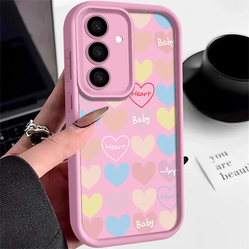 Case For Samsung Galaxy S24 S23 Ultra Plus S23 S22 S21 FE A53 A52 A54 A14 A35 A34 A15 A55 5G Cartoon Love Pattern Silicone Cover