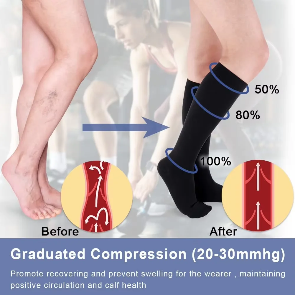 

10 pairs Compports knee high close toe varicose vein seamless running graduated compression neuropathy socks Remarks color