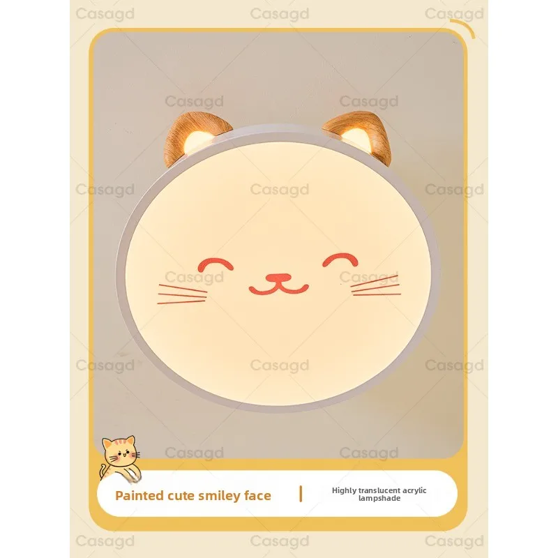 

Medieval Cream Wind Children's Room Cat Ceiling Light Creative Bedroom Light Full Spectrum Eye Protection Secondary Lamp