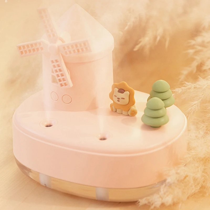 650Ml USB Double Spray Nozzle Humidifier Diffuser LED Light Music Box Humidifier White