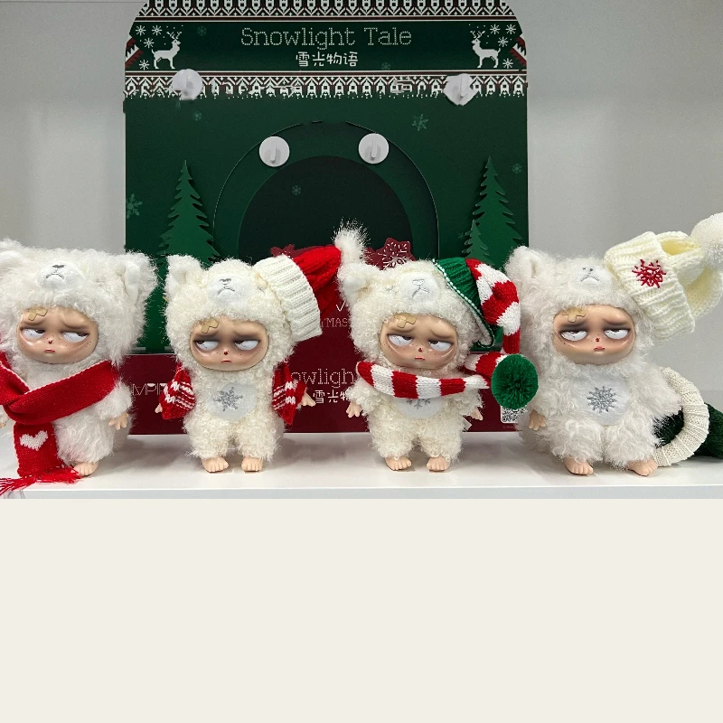 عيد الميلاد الحد بلا أكمام Grumpipi Snowlight Tale سلسلة صندوق أعمى الفينيل أنيمي الشكل الدمى صندوق غامض قلادة الأبيض Grumpipi