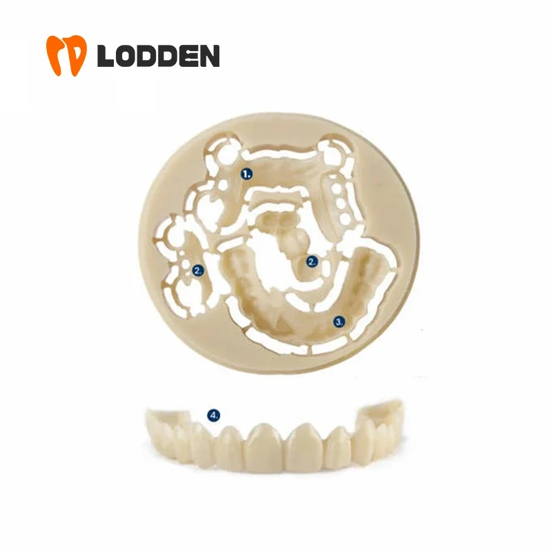 Lodden Flexibele Pmma Block Tandheelkundige Lab Hars Materialen Van Hoge Kwaliteit Voor Cad/Cam 98Mm Systeem Transparante Elastische Tandarts Materialen