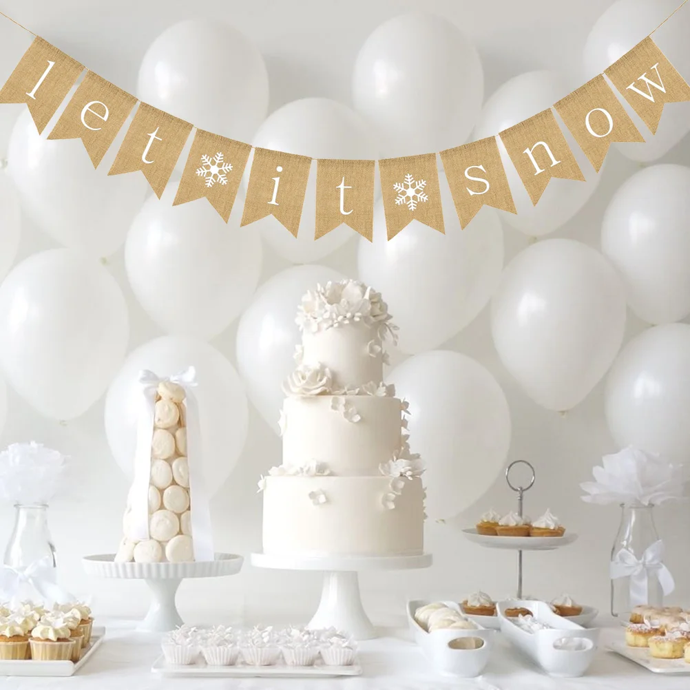 

Christmas Snowflake Decoration Let it Snow Banner Party Indoor Outdoor Wall Window Tree Door nament Festive