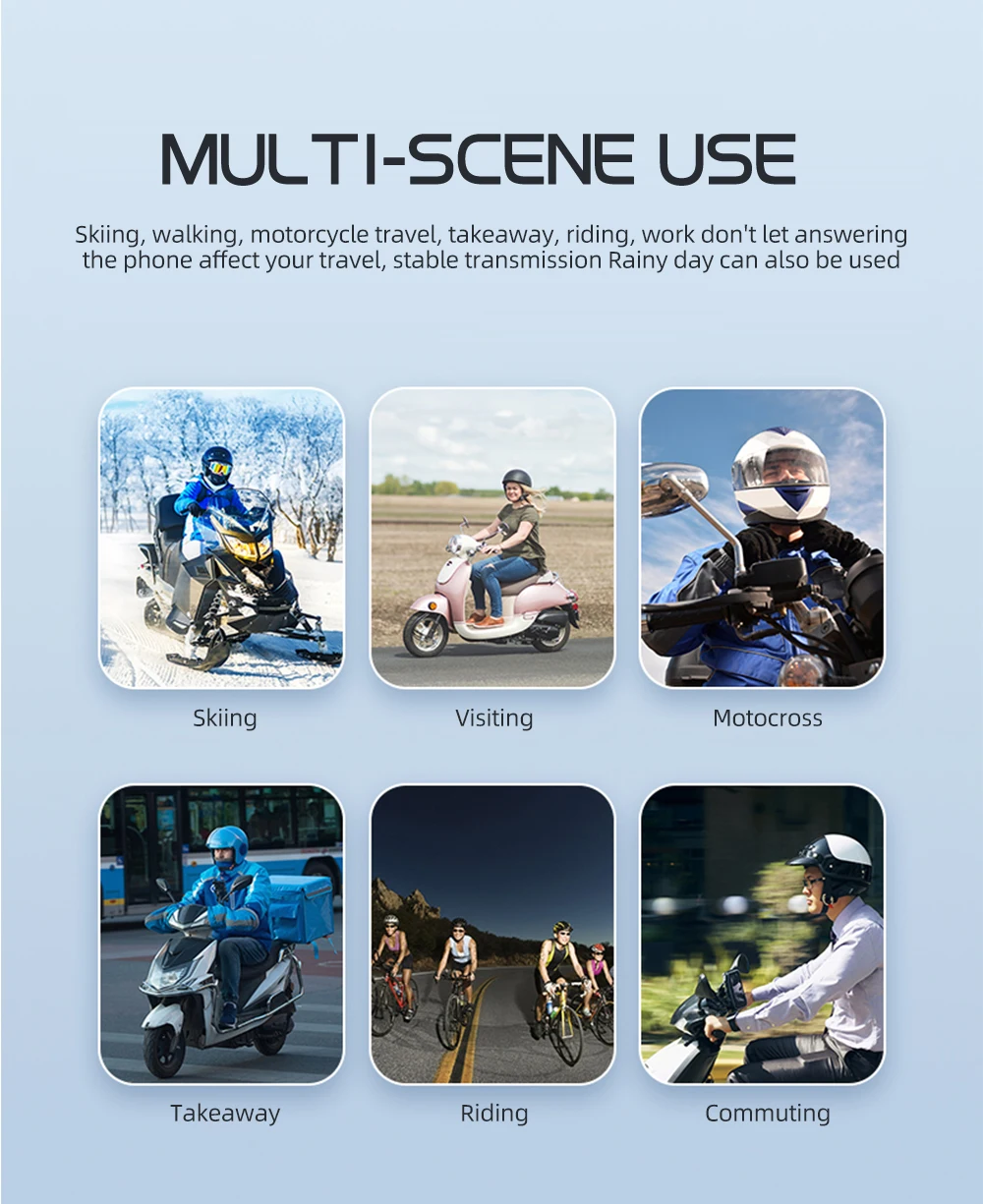 KEBIDUMEI 1/2x Motorrad-Intercom-Headset für 2 Fahrer, Interkommunikator, Moto, 300 m, wasserdicht, Musik-Sharing-Interphone – Detail 11