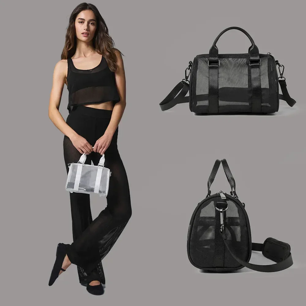 

AL Yoga Mini Bag Sheer Duffle Trend Роскошная сумка на плечо из натуральной сетчатой поверхности Новая ручная женская сумка через плечо на молнии