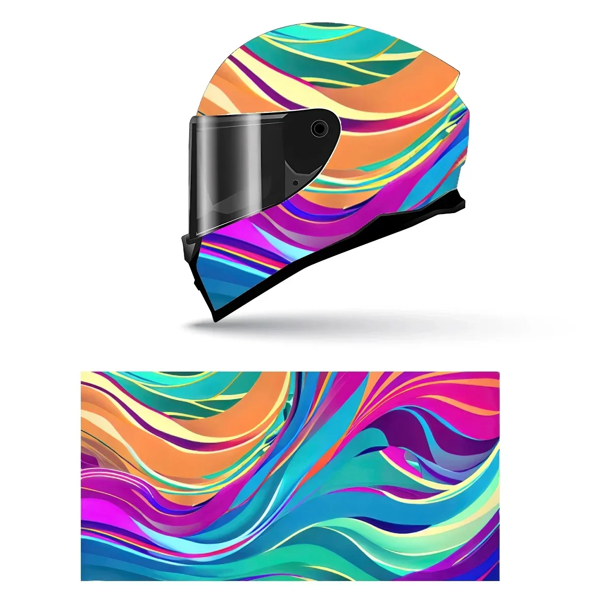 

Psychedelic Abstract Colors Full Helmet Wrap Sticker Motorcycle Helmet Racing Graphic Decal Vinyl Wrap Helmet Decorative Sticker