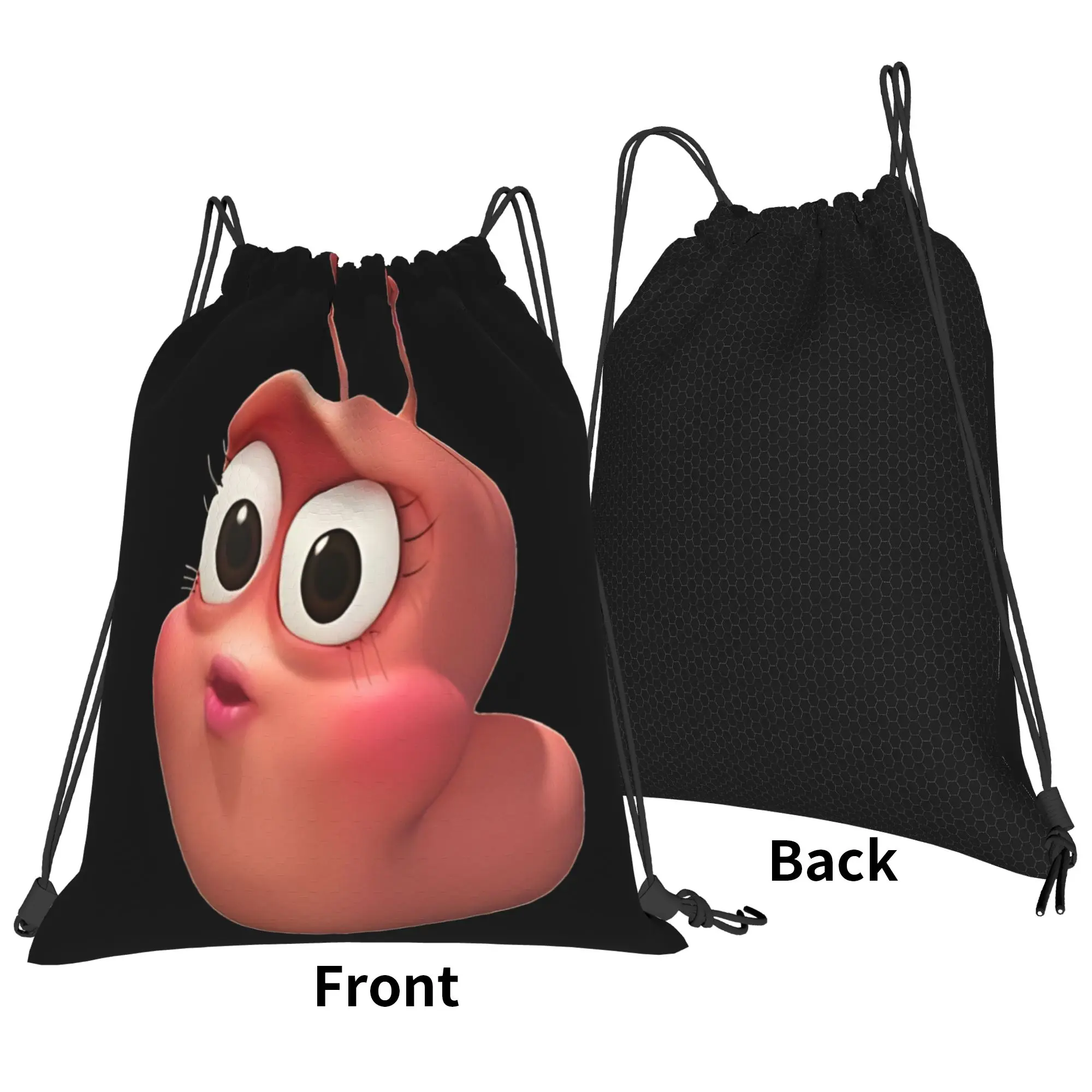 Larva cute striped worm character  Portable Travel Riding Gym Drawstring Storage Sporty Backpacks