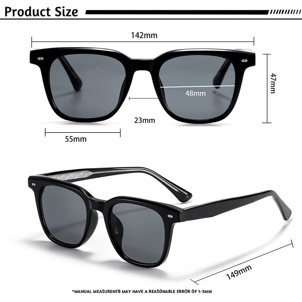 CATERSIDE Mode Herren Quadratische Sonnenbrille Damen Outdoor Reise Sonnenbrille Hochwertige Tr-90 Rahmen Tempelspitzen Brillen Uv400 – Detail 4