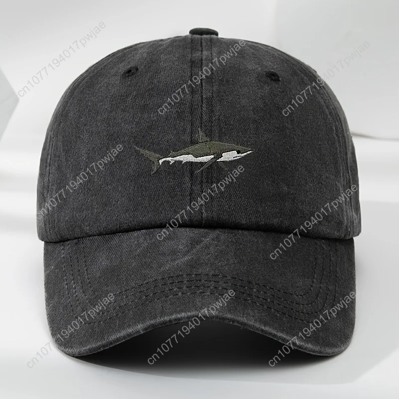 

High-quality shark embroidered baseball cap, adjustable cap, moisture-wicking duckbill cap