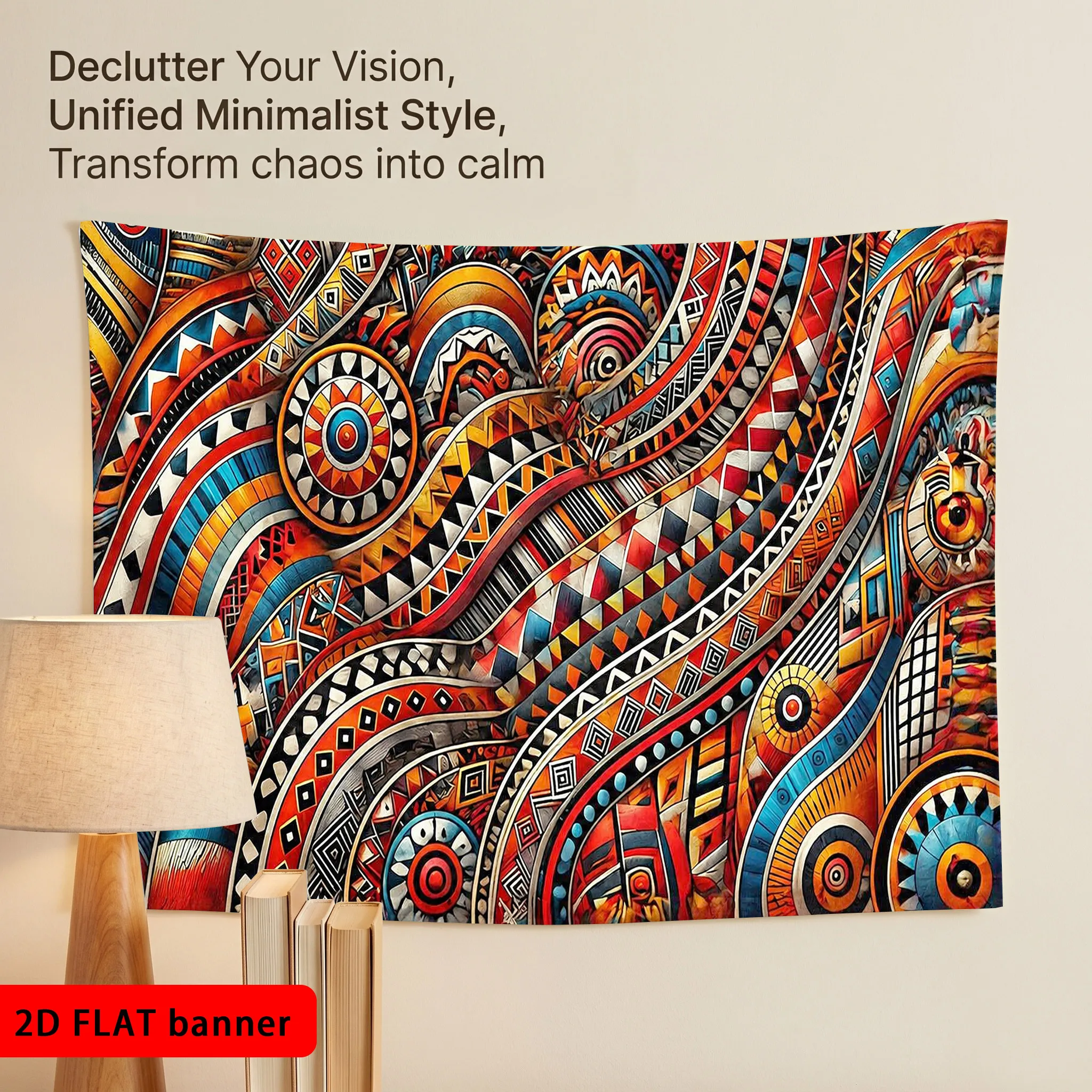 Boho Geometric Tapestry Wall Hanging Tribal Colorful Textile Art for Living Room Decor Accent Wall Brighten Space