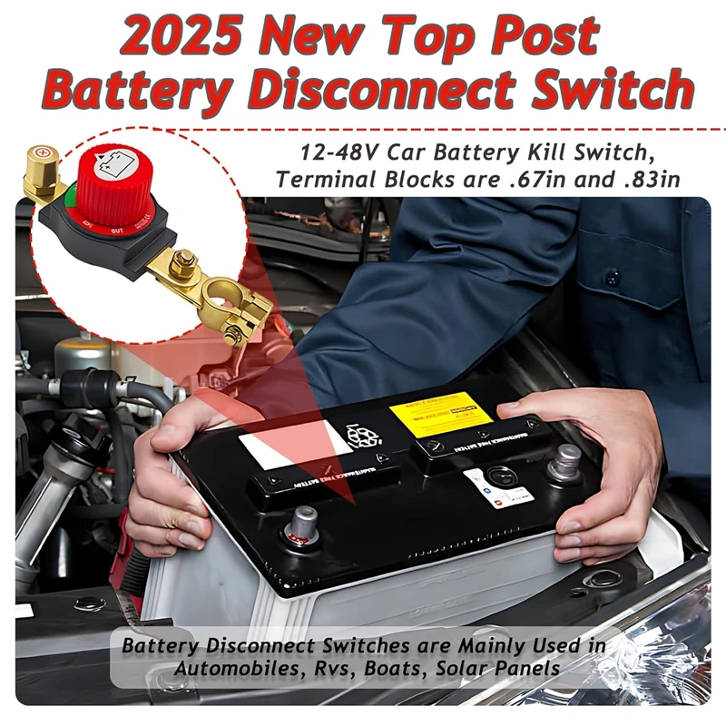 1 قطعة مفتاح فصل البطارية العلوي 12 فولت 48 فولت طقم قطع لسيارة RV قارب شاحنة ATV تركيب طرفي إيجابي #6