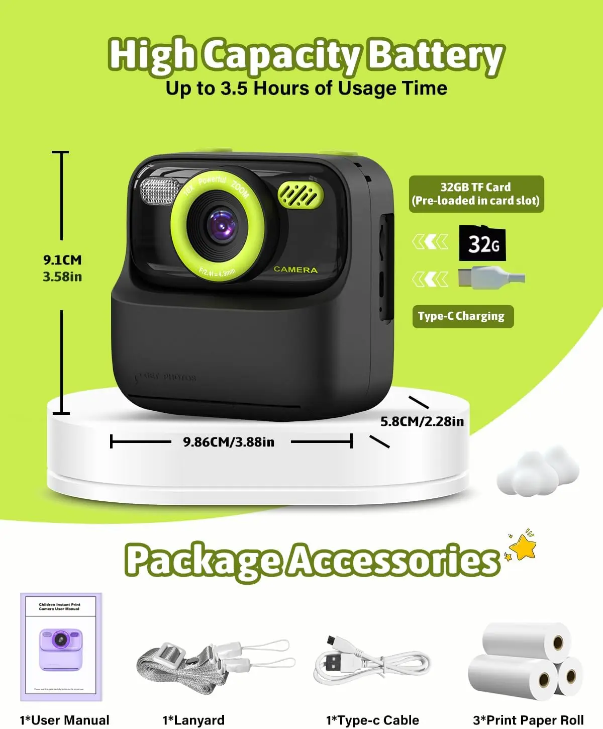 Kids Camera Instant Print Photo,Children Digital Camera Toys Gift with HD Video for Girls Boys,Chritmas Birthday Gifts