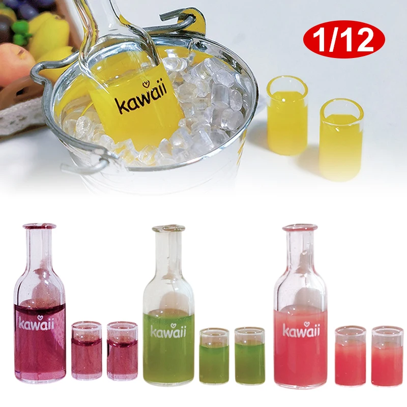 1 Zestaw 1/12 Miniaturowe Owoce Warzywa Napoje Butelki Model Domku dla Lalek Miniaturowa Dekoracja Sceny Kuchennej Zabawki do Udawania dla Dzieci