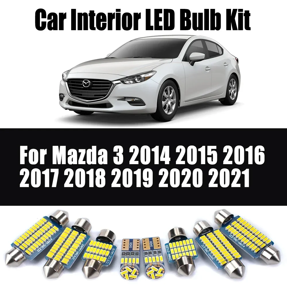 

11Pcs Canbus For Mazda 3 2014 2015 2016 2017 2018 2019 2020 2021 Trunk Number Plate Lamp LED Interior Light Car Ceiling Bulb Kit