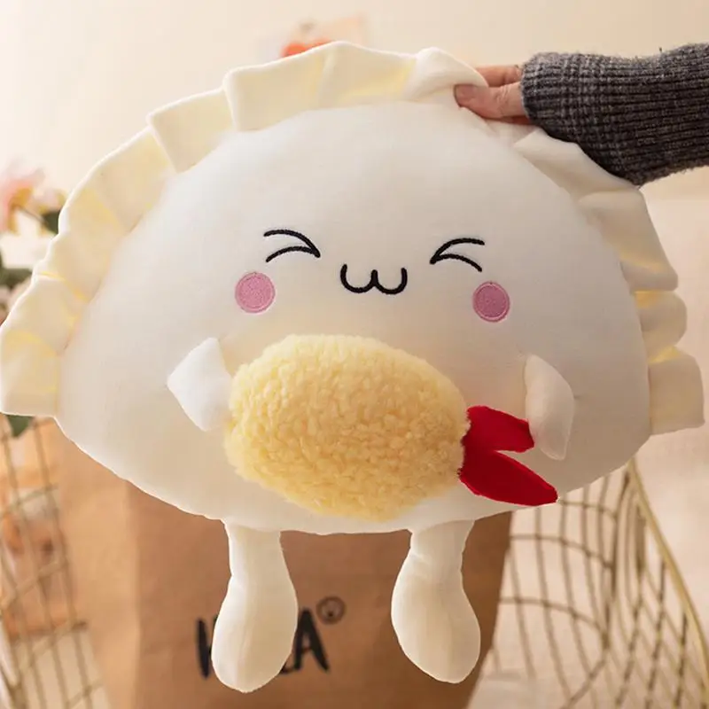 Kawaii Dumpling Plush Toy Cute Cartoon Dumpling Stuffed Doll Keychain Soft Throw Pillow Cushion Hugging Gifts for Kids Adults