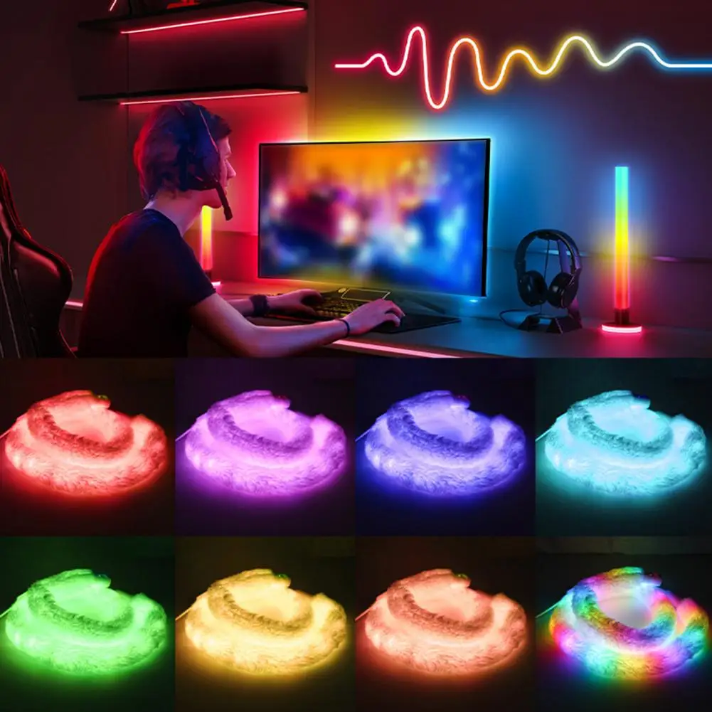 Faux Fur Led Rope Lights Faux Fur Neon Light Strip 360-degree Flexible Led Rope Light Soft Decorative for Bedroom for Gaming