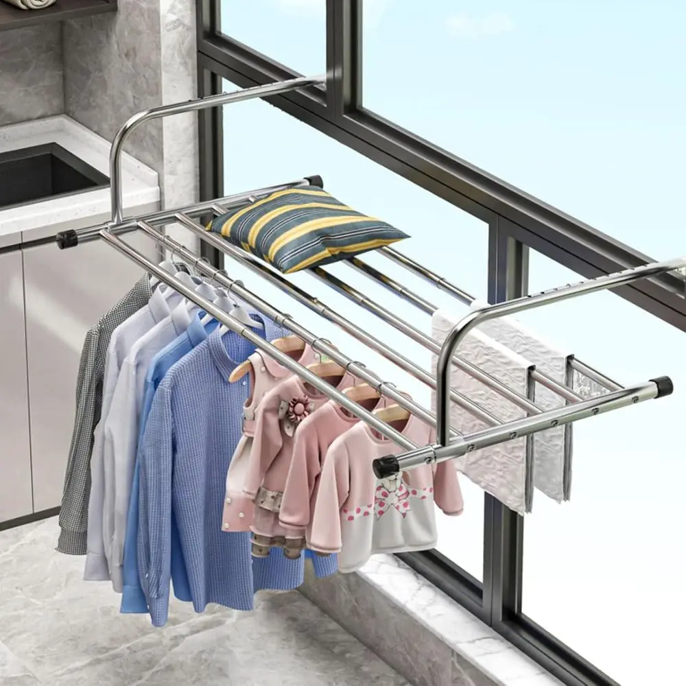 

Складная настенная сушилка для белья из нержавеющей стали, для одежды, обуви, носков и полотенец, регулируемая 50-86 см