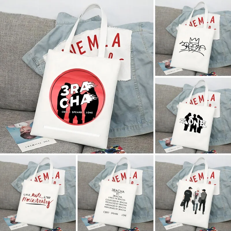 3Racha Kpop Print Shopping Bag Graphic Shoulder Bags Students Girls Cute Printed Casual Totes Female Large Capacity Handbags